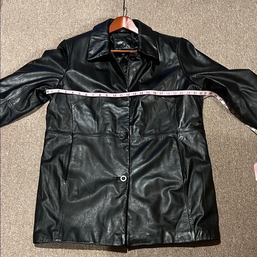 Vintage, Classic Black Leather Jacket by Kathy Ireland